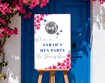 Mamma Mia Bachelorette Welcome Sign Hen Party Disco Welcome Hen Party Sign Bridal Shower Welcome Sign Template Editable Canva