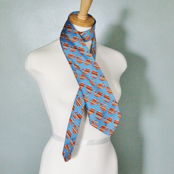 fall half off sale // Vintage WHALE of a TALE Light Blue Tie