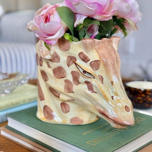 Cache-pot girafe italien vintage – Pot de fleurs animal peint à la main