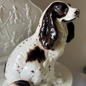 Vintage Italian Ceramic Spaniel Dog Figurine | Signed Roman, Made in Italy, 10”