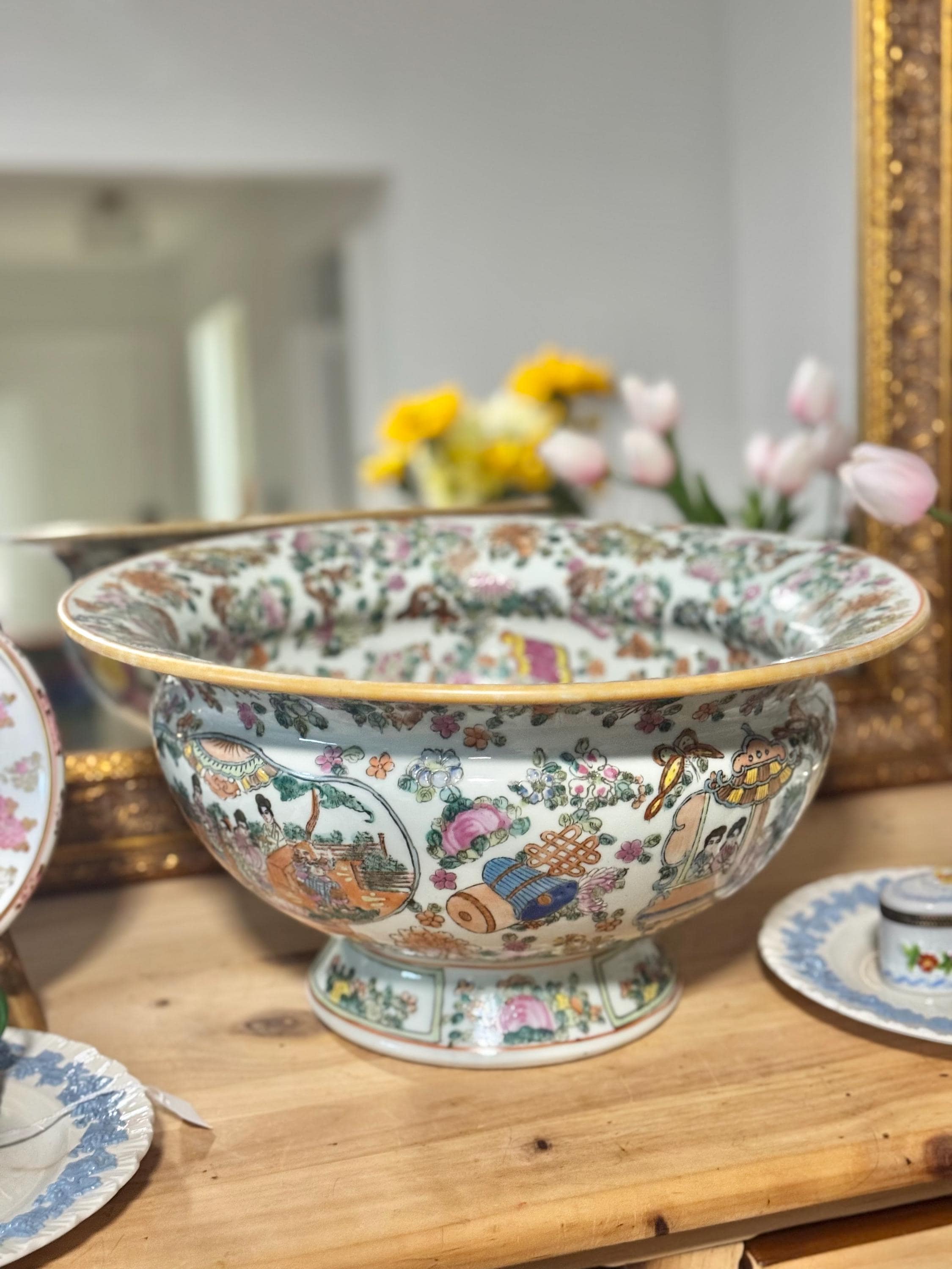 Antique Ceramic Punch Bowl - Etsy
