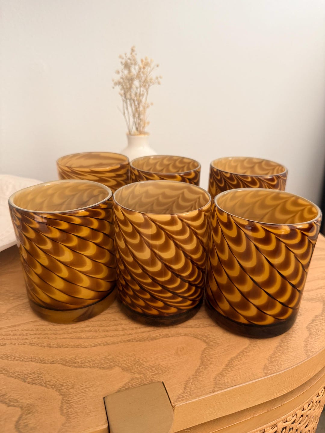 Tx Swirl Rita Rocks Set of 6 Handblown Swirl Rocks Glasses, 4” Lowball Tumblers – Retro ...
