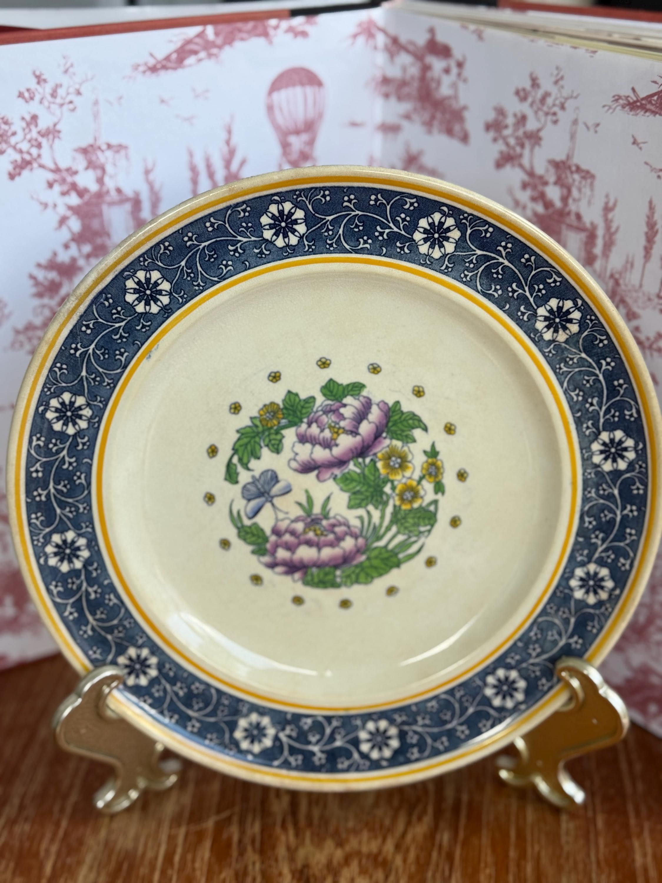 1860年代〜　オールドミントン　デンマーク　オクトゴナル　ディナー皿　※補修有 1860年代〜 オールドミントン デンマーク オクトゴナル ディナー皿