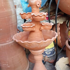 Handmade Pottery Water Fountain with Electric pump - Decorative Clay Water Dispenser for Home Decor