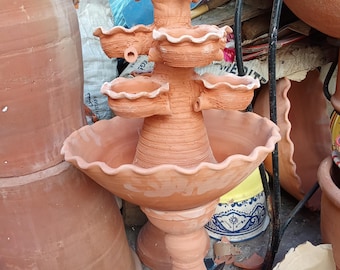 Handmade Pottery Water Fountain with Electric pump - Decorative Clay Water Dispenser for Home Decor