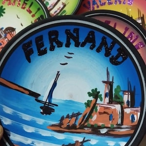 Personalized moroccan hand-painted souvenir plate-custom name gift colorful berber art from safi,morocco