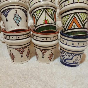 Set of 6 handmade moroccan ceramic cups-coloful traditional pottery-safi art