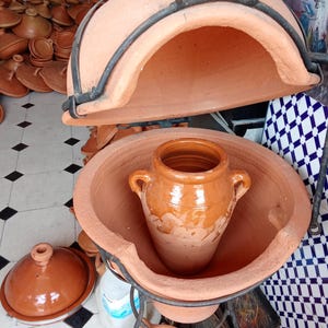 Traditional Moroccan Clay Oven with Tagine Handmade Pottery Art image 8