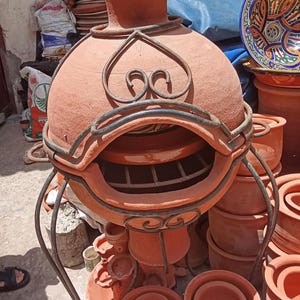 Traditional Moroccan Clay Oven with Tagine Handmade Pottery Art large