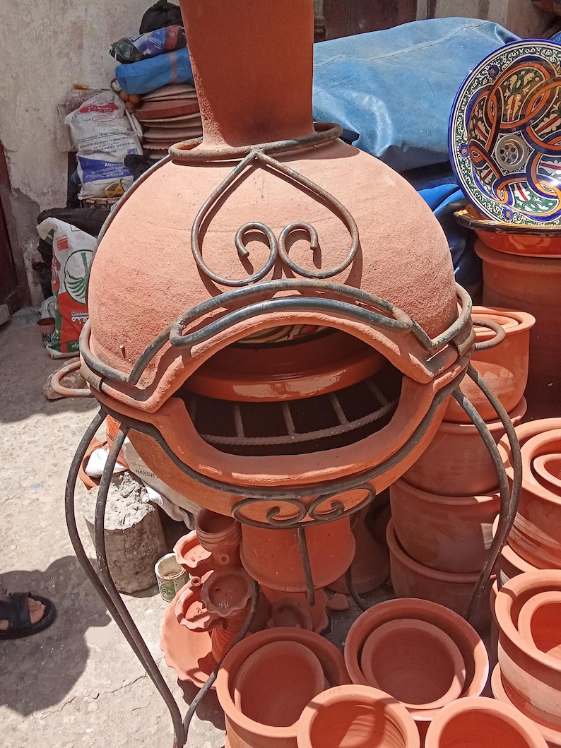 Traditional Moroccan Clay Oven with Tagine Handmade Pottery Art large