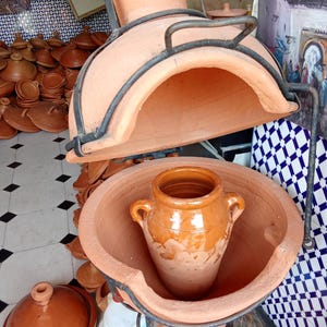 Traditional Moroccan Clay Oven with Tagine Handmade Pottery Art image 9
