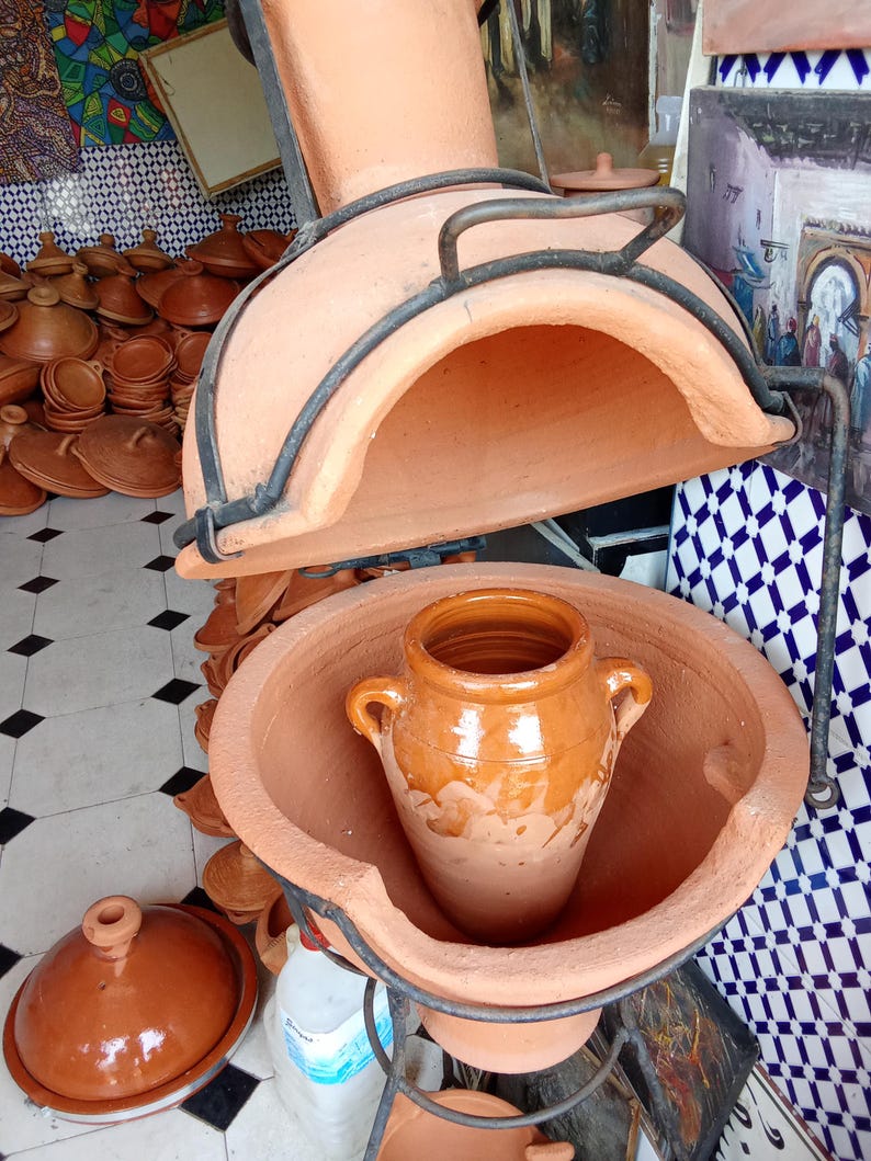 Traditional Moroccan Clay Oven with Tagine Handmade Pottery Art image 9