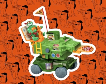 Teenage mutant ninja turtles pizza thrower toy sticker