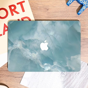 Ice Blue Marble Texture MacBook Case for MacBook Air 15/13/11, Macbook Pro 13 14 15 16 Inch Laptop Cover M4 M3 M2 2025 Custom Aesthetic Case