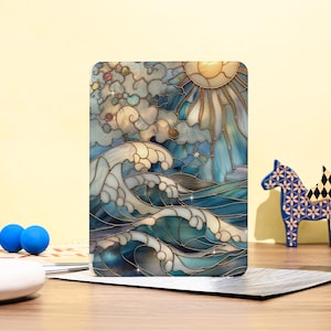 Étui pour iPad Sun Wave en vitrail pour iPad Air 4/5 iPad 10 10,9 pouces iPad A16 Pro 13 pouces 12,9 pouces 11 pouces 10,9 pouces 10,2 pouces 9,7 pouces 8,3 pouces Coque iPad 2025 2024 Pro
