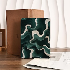 Dark Green Wave Paperwhite 11th 12th Gen Kobo/Kindle Paperwhite Hülle, 2024 Kindle 11th 6 Zoll Colorsoft 7 Zoll Handschlaufe, Kindle Clear Back Case