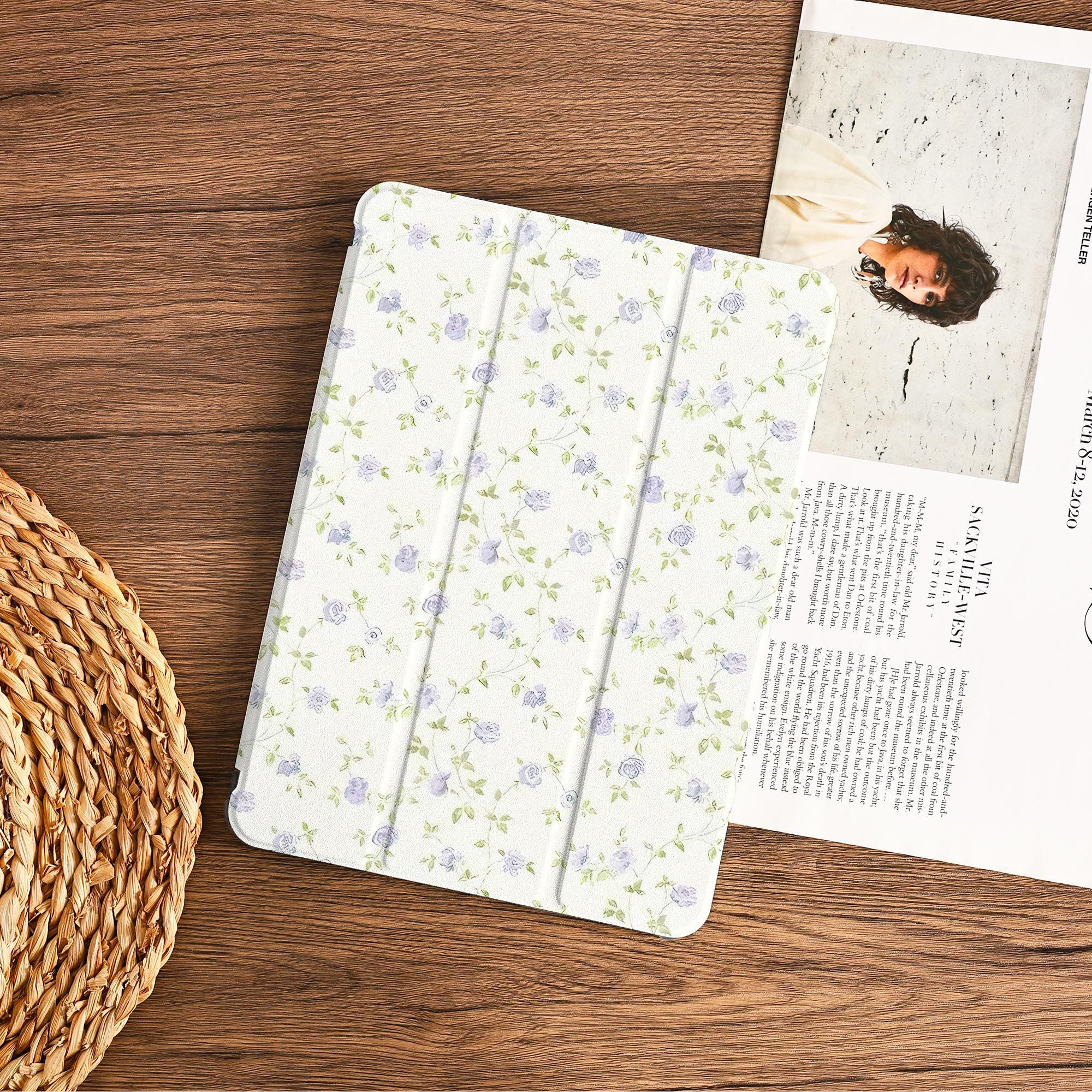 White Floral iPad Case, for iPad Air 4 5 6 iPad 10 10.9