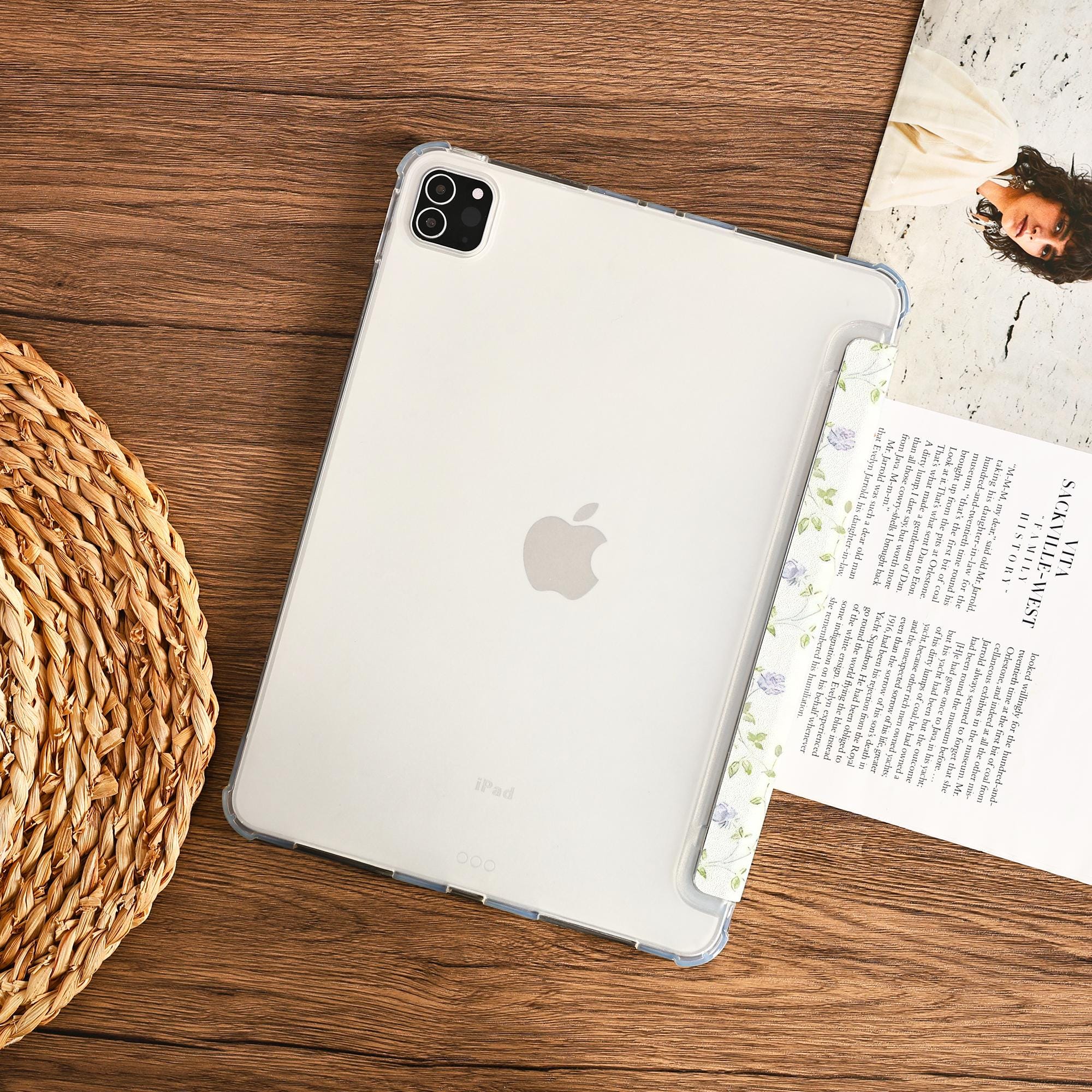 White Floral iPad Case, for iPad Air 4 5 6 iPad 10 10.9