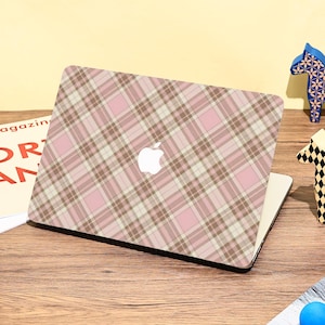 Pink & Brown Plaid Macbook Case for MacBook Air 11/13/15 Pro 13/14/15/16 inch M4 A3240, Macbook Laptop 2025 2024 2023 Hard Protective Cover