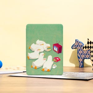 Custom Cute White Duck Kindle Paperwhite Case, Kindle Case With Hand Strap, Paperwhite Case 10th, Paperwhite 2022 Case, Gift for Book Lover