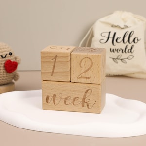 Bloques de madera personalizados para hitos, hechos a mano, de arce, para cuenta regresiva y edad, con días, semanas, meses y años, para eventos de bebés.