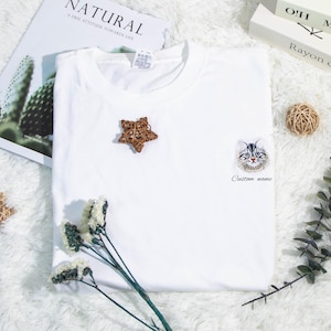 Embroidered Pet Portrait Shirt: Custom Dog or Cat Face T-Shirt