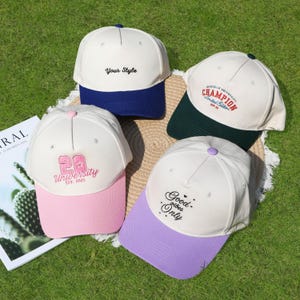 Personalisierte Baseballkappe | Benutzerdefinierte Text oder Logo-Stickerei | Verstellbare Dad-Hut | Brautjungfer Geschenk | Team-Hut | Kleinunternehmer