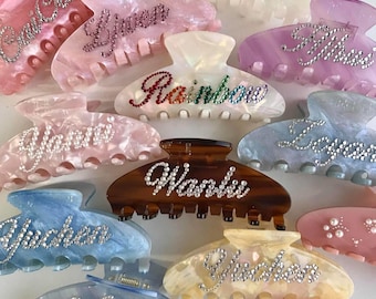 Custom Name Hair Claw Clip: Rhinestone Personalized Hair Accessory
