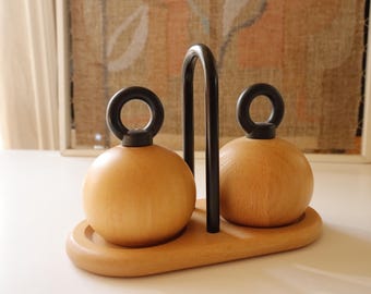 Danish Modern Beechwood Salt and Pepper Mills, Nissen Bodum Design