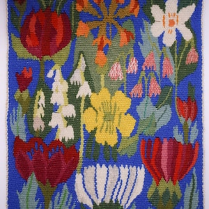 Gorgeous Swedish Tapestry with Colourful Spring Flowers / Beautiful Home Decoration / Flemish Style Swedish Tapestry Wall Hanging