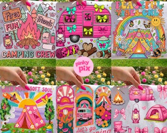 Camping Png Bundle, Camping Crew Png, Hippie Summer Camp Png, Outdoor Adventure Nature Lover Camping Shirt Png, Retro Boho Camp Sublimation