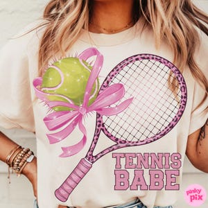 Coquette Tennis PNG, Pink Bow Tennis Sublimation Design, Sporty Girl Shirt Design, Tennis Mom Shirt PNG, Pink Leopard Tennis Racket Clipart