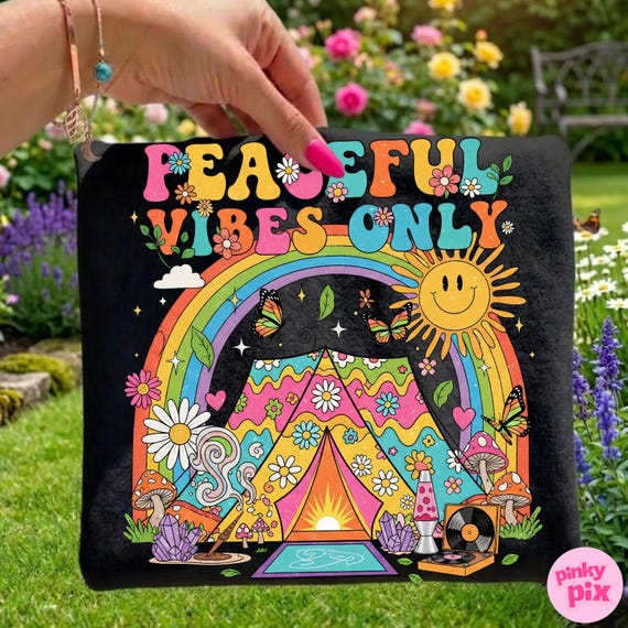 Retro Rainbow Camping Png, Groovy Hippie Tent Sublimation, Boho Colorful Summer Camp Png, Good Vibes Png, Trendy Camping Shirt Design