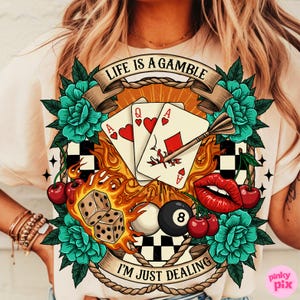 Retro Western Gamble PNG, Life Is A Gamble PNG, Turquoise Country Sublimation, Wild West Cowboy Clipart, Vintage Poker PNG Download image 2