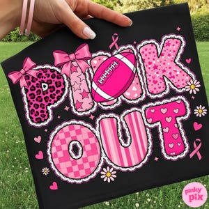 Pink Out PNG: Breast Cancer Awareness Football Sublimation Design