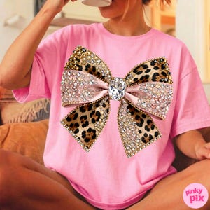 Leopard Rhinestone Bow PNG: Glam Coquette Bling Sparkle Mosaic Ribbon Sublimation Design, Digital Download image 12