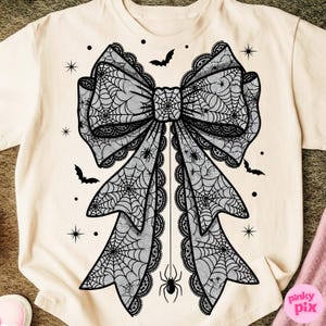 Spider Web Lace Bow Png, Gothic Halloween Spooky Coquette Black Bow Sublimation, Vintage Creepy Cute Spooky Ribbon Digital Download