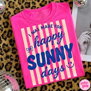 I Was Made For Happy Sunny Days PNG: Summer Retro Beach Vibes Striped Design image 1
