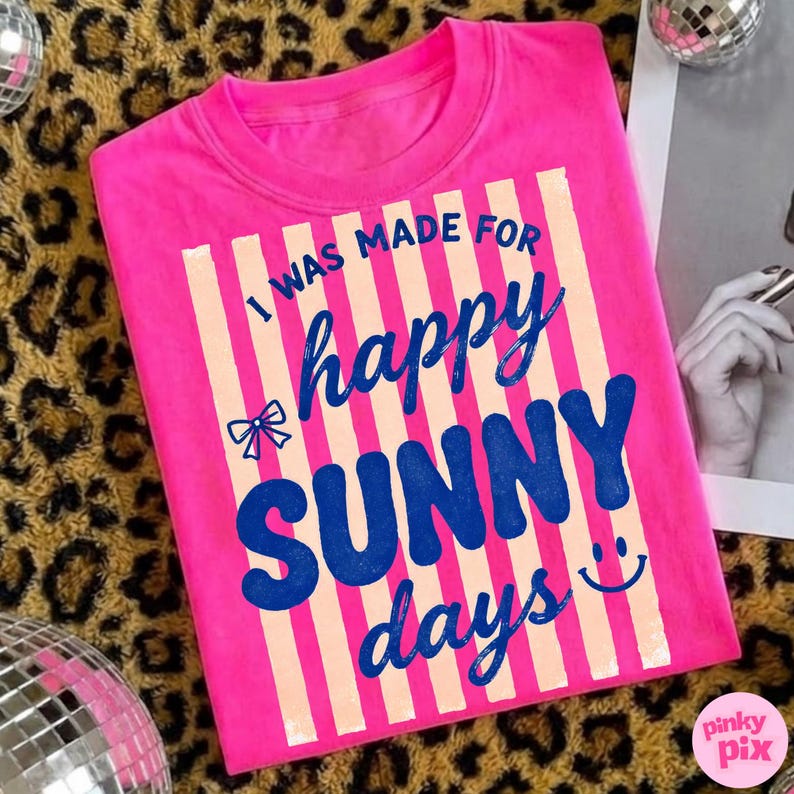 I Was Made For Happy Sunny Days PNG: Summer Retro Beach Vibes Striped Design image 1