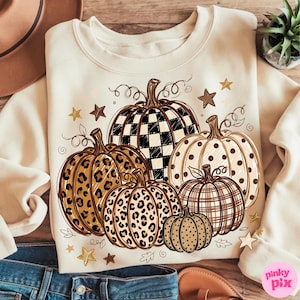 Höstpumpa PNG: Leopardmönster med prickar och trendig höstdesign bild 4