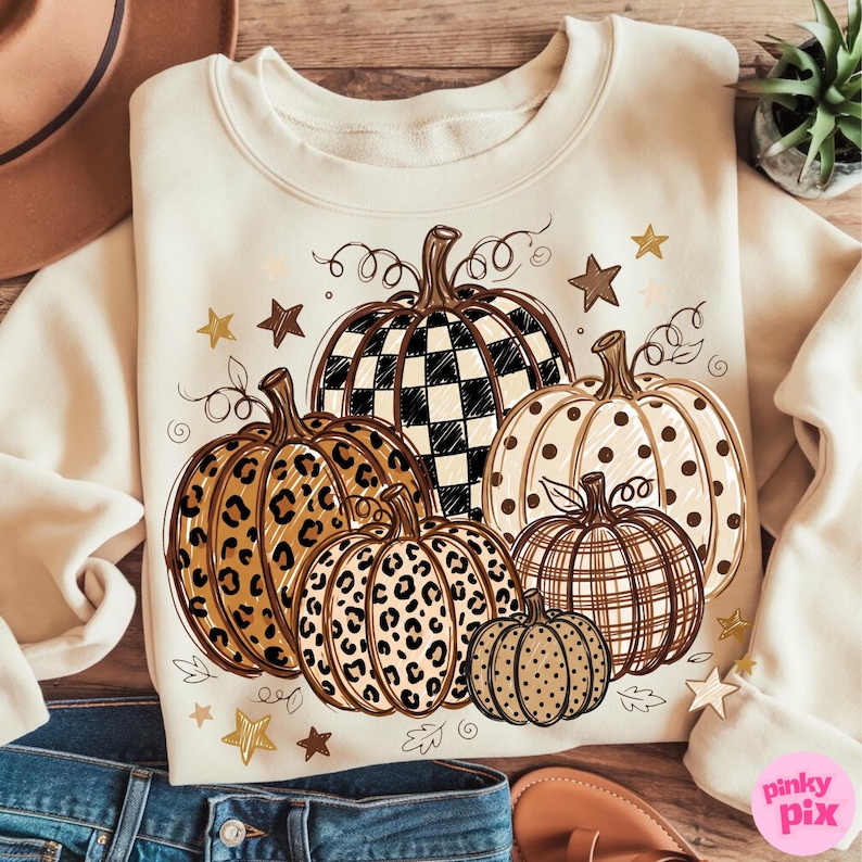 Höstpumpa PNG: Leopardmönster med prickar och trendig höstdesign bild 4