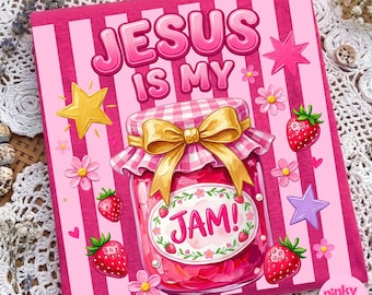 Jesus Is My Jam PNG: Striped Coquette Christian Faith Girly Sublimation, Digital Download
