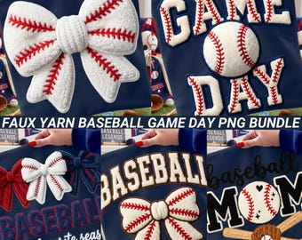 Baseball PNG Bundle: Faux Yarn Game Day Sports Sublimation Designs, Trending Digital Download Files