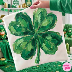 St Patrick's Day Shamrock Lucky PNG: Handgemaltes Sublimationsdesign mit Pinselstrichen Bild 3