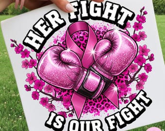 Ihr Kampf ist unser Kampf PNG: Pinke Boxhandschuhe Brustkrebs-Bewusstseins-Design