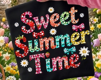 Sweet Summer Time PNG: Rhinestone Strawberry Sparkle Bling Crystal Mosaic DTF Design, Digital Download