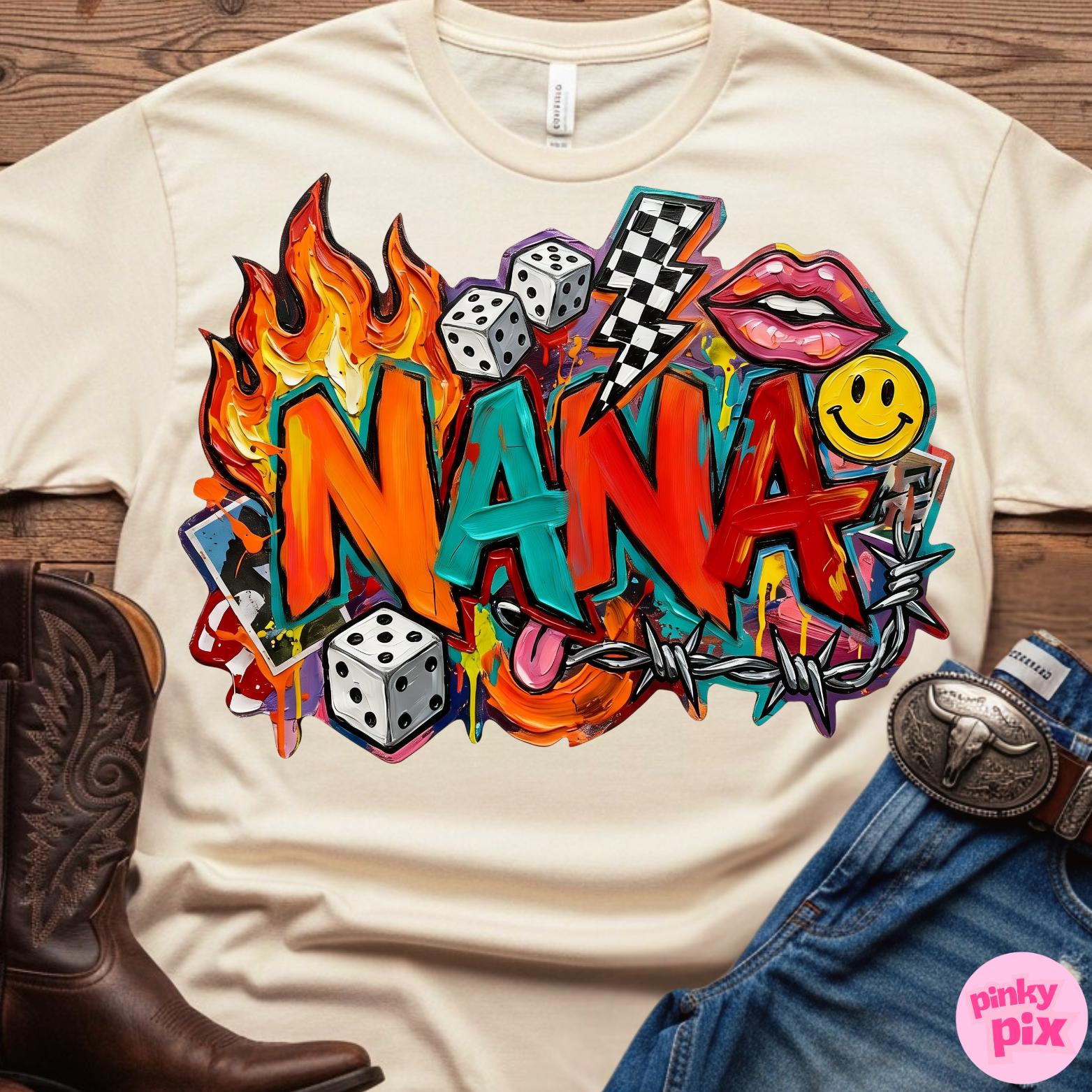 Western Mama PNG Bundle: Nana Gigi Mimi Graffiti Brushstroke Retro
