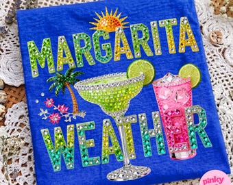 Summer Margarita Weather PNG, Rhinestone Crystal Mosaic Jewel Beach Design