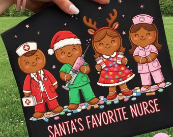 Santa’s Favorite Nurse PNG: Gingerbread Christmas Sublimation Design