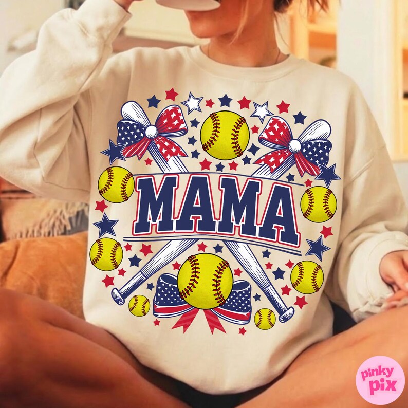Benutzerdefinierte Softball Png, personalisierte Softball Namen Design, Vaterländisch Rot Weiß Blau Sublimation Clipart, Spieltag Benutzerdefiniertes Hemd Png Bild 5